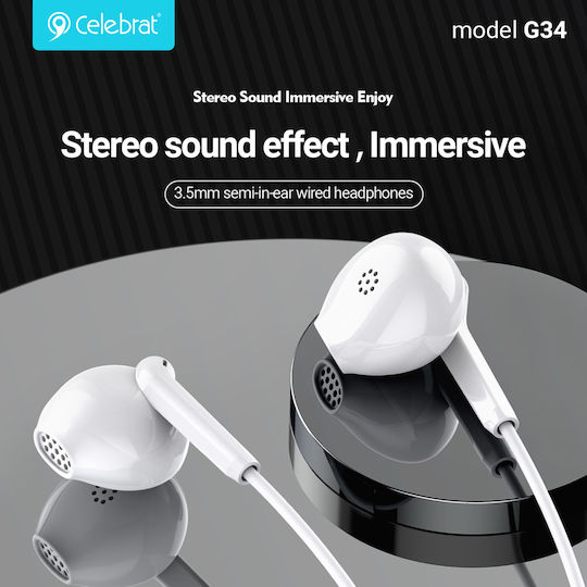 Celebrat G34-BK In-ear Handsfree Headphones with Connector 3.5mm Black