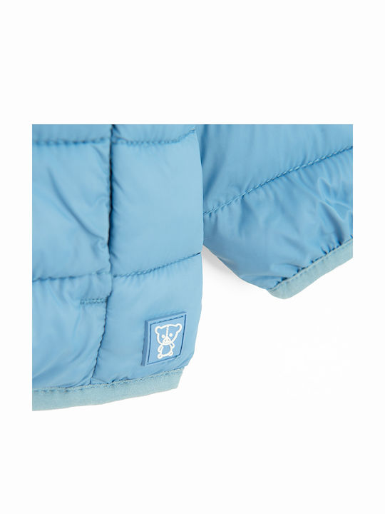 Kids Casual Short Hooded Blue Coat