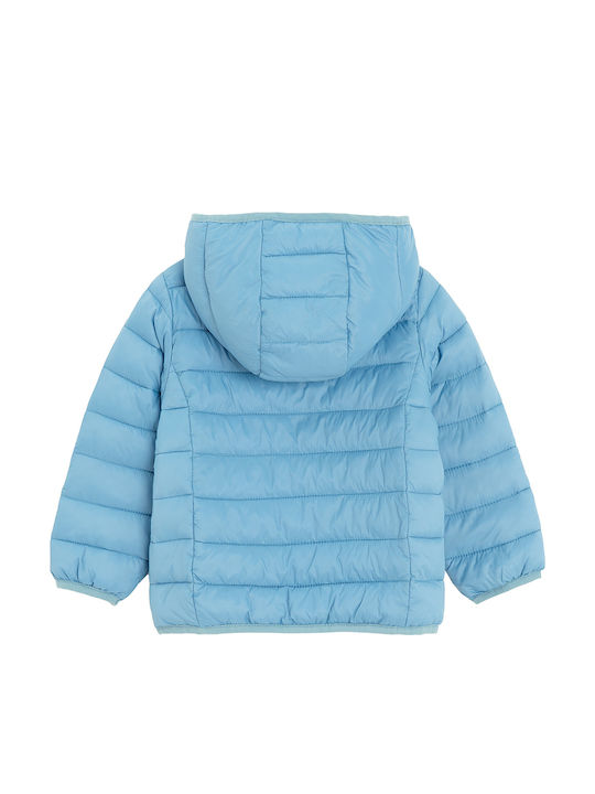 Kids Casual Short Hooded Blue Coat
