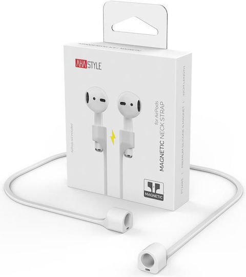 AHAstyle Magnetic PodStrap PT74 Anti-Lost Strap σε Λευκό χρώμα για Apple AirPods