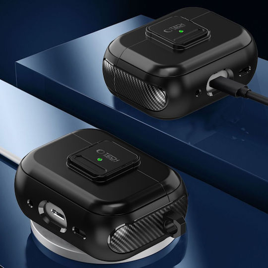 Tech-Protect Defender Hook Magsafe Θήκη Σιλικόνης με Γάντζο σε Μαύρο χρώμα για Apple AirPods Pro 2