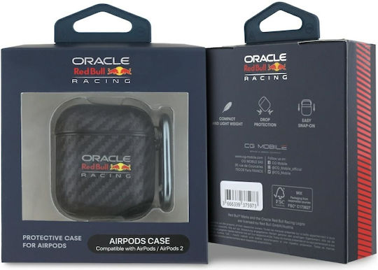 Red Bull Pu Carbon Калъф с кука в Черен цвят за Apple AirPods 1 / AirPods 2