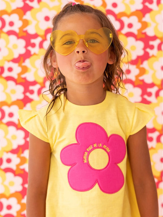 Kinderkleid Kurzärmelig Leinen Gelb