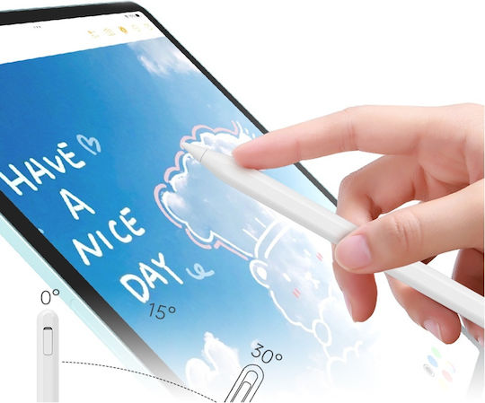 Techsuit V15 Digitală Stilou Tactil cu Palm Rejection pentru iPad de culoare Alb