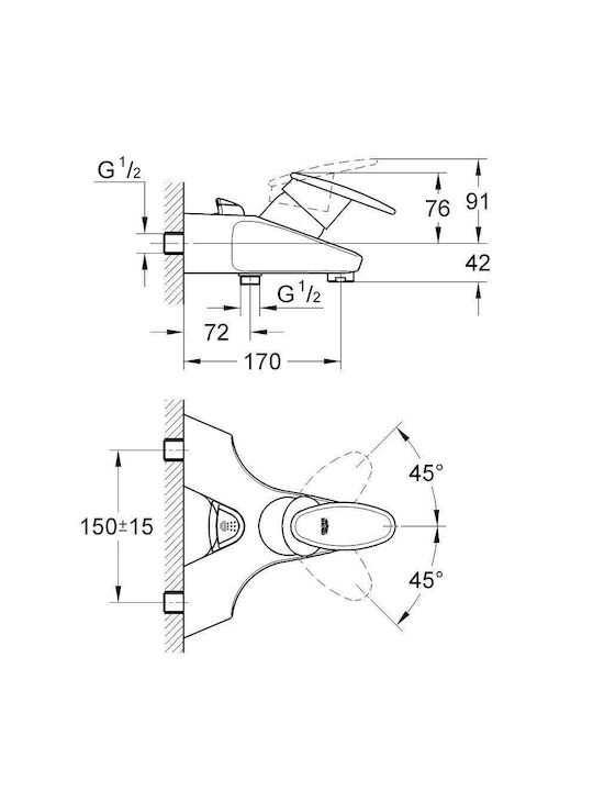 Grohe Αναμεικτική Μπαταρία Μπανιέρας Ασημί Grohe Αναμεικτική Μπαταρία Μπανιέρας Ασημί