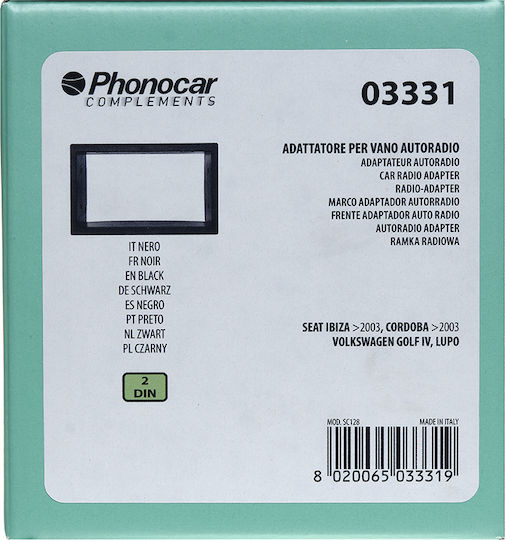 Phonocar DIN Fascia Panels 2 Din for Seat Cordoba / Ibiza Volkswagen Golf / Lupo 1997>2003
