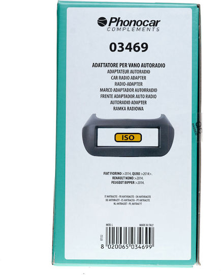 Phonocar Πρόσοψη 1 Din Ανθρακί για Citroen / Fiat
