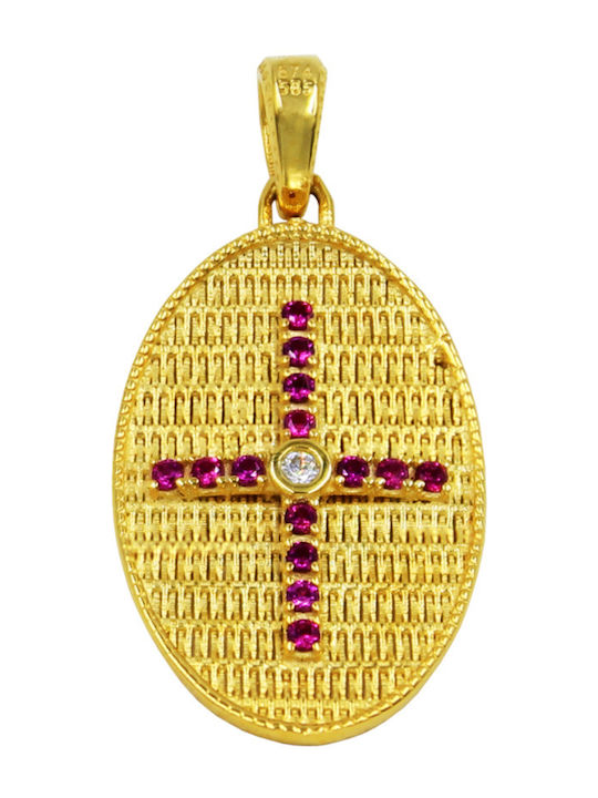 Roloi Kaliamanis Pendant Kids Talisman Double Sided Konstantinato made of Gold 14K PM1266