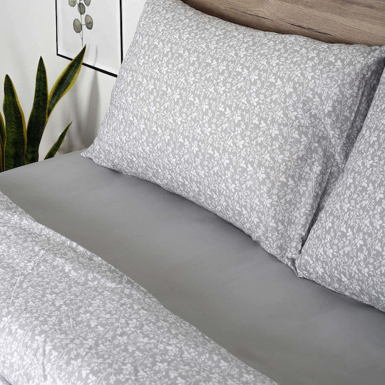 White Fabric King Size Set Matilda Gray 235x270cm
