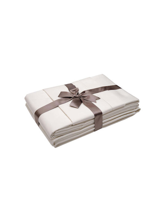 White Fabric Sheet Set King Cotton Savoy Ecru 270x280cm