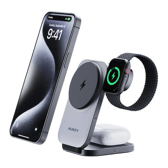 Aukey Ασύρματος Φορτιστής Qi2 15W Power Delivery Μαύρος (MagFusion Z)