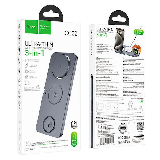 Hoco Încărcător Magsafe 15W Livrarea energiei Gri (CQ22)