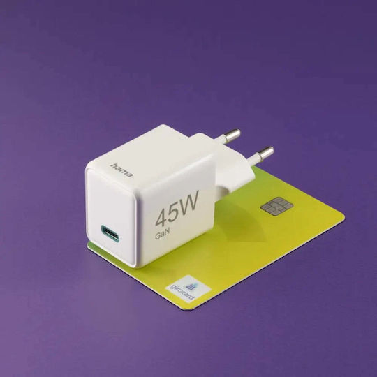 HAMA Wireless Charger with USB-C Port 45W Power Delivery White