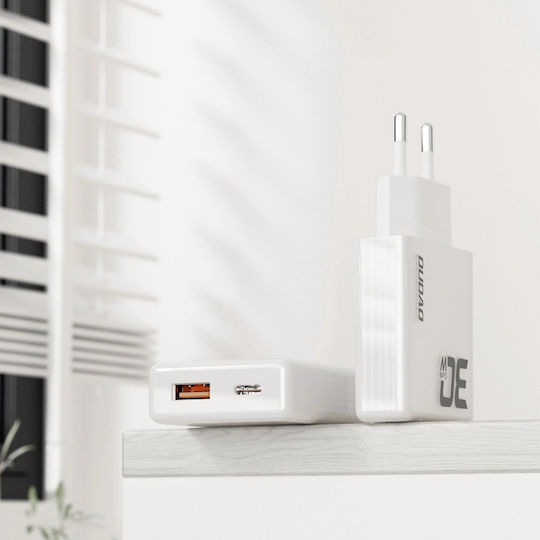 Dudao Φορτιστής GaN με Θύρα USB-C και Καλώδιο USB-C - USB-C 30W Power Delivery / Quick Charge 3.0 Λευκός