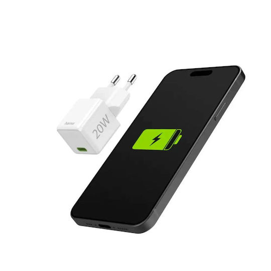 HAMA Charger Without Cable with USB-C Port 20W Power Delivery Whites (00201980)