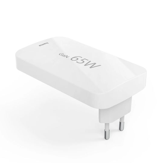 HAMA Charger Without Cable GaN with USB-A Port and 2 USB-C Ports 65W Power Delivery / Quick Charge 3.0 Whites (201976)