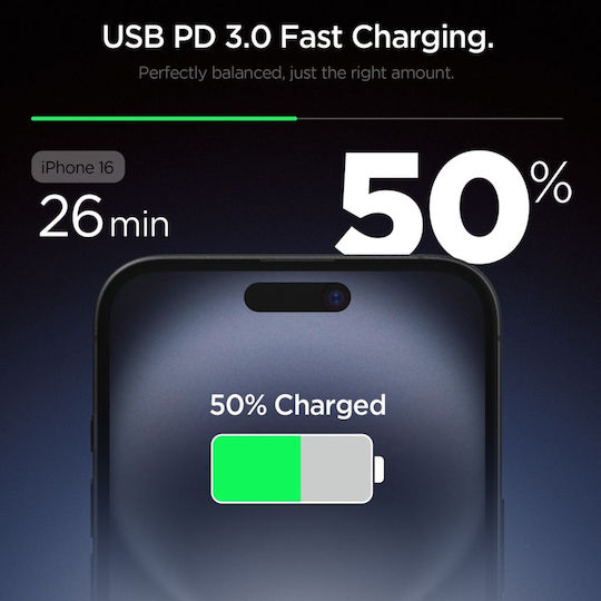 Spigen Charger Without Cable with USB-C Port 20W Power Delivery Blacks (EE201EU)