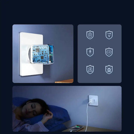Joyroom Charger with USB-C Port and Cable USB-C - USB-C 20W Power Delivery Whites (JR-TCF20)