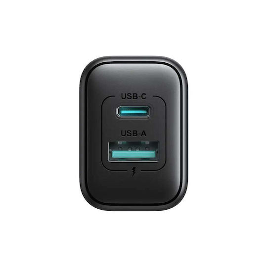 Joyroom Φορτιστής Χωρίς Καλώδιο με Θύρα USB-A και Θύρα USB-C 25W Power Delivery Μαύρος (JR-TCF13)