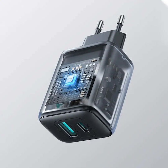 Joyroom Φορτιστής Χωρίς Καλώδιο με Θύρα USB-A και Θύρα USB-C 25W Power Delivery Μαύρος (JR-TCF13)