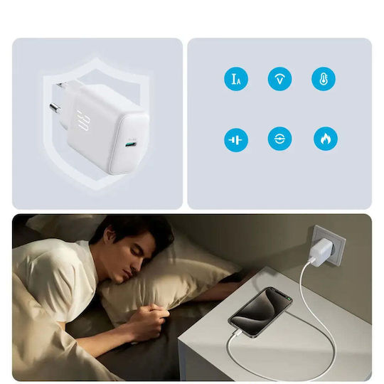 Joyroom Φορτιστής Χωρίς Καλώδιο με Θύρα USB-C 30W Power Delivery Λευκός (JR-TCF24)