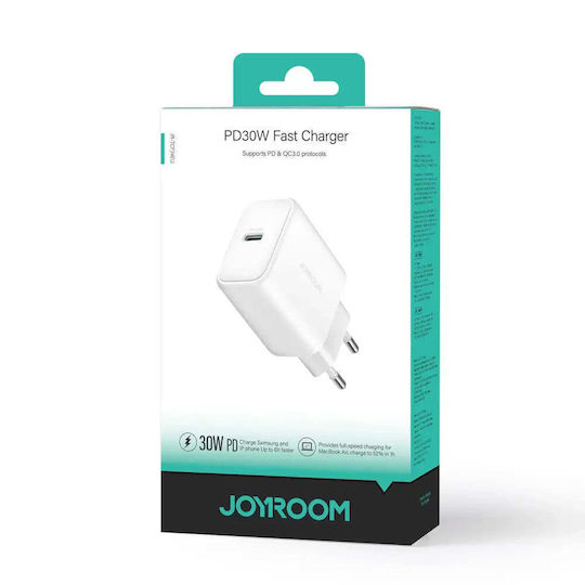 Joyroom Φορτιστής Χωρίς Καλώδιο με Θύρα USB-C 30W Power Delivery Λευκός (JR-TCF24)