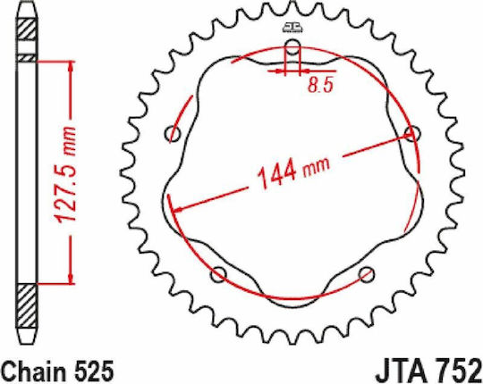 JT Sprockets Заден зъбен колело за Ducati Хиперстрада