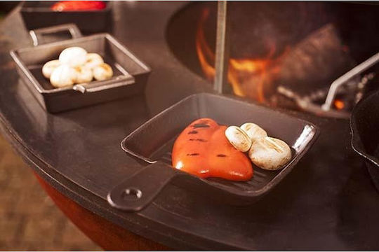 Τηγανάκι Grill Μαντεμένιο Ξύλινη Βάση 15x15cm 1118509 Cosy & Trendy 30.80491 00023667