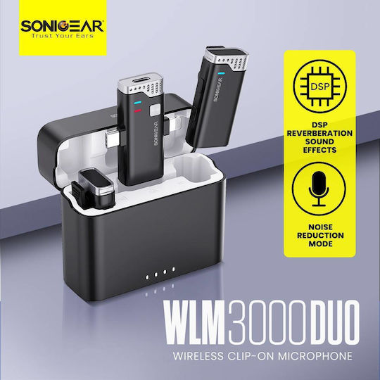 Sonic Gear Wireless Clip-on Wireless Δυναμικό Microphone Shock Mounted Journalistic