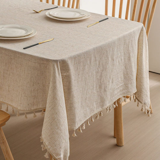 Τραπεζομάντηλο Λινό Beige 180x140εκ.