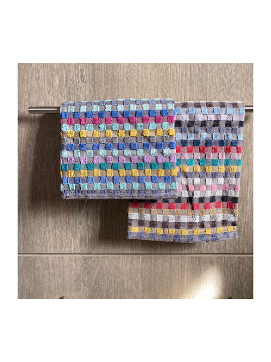 White Fabric Towel from 100% Cotton in Blue Color 30x50cm 2pcs