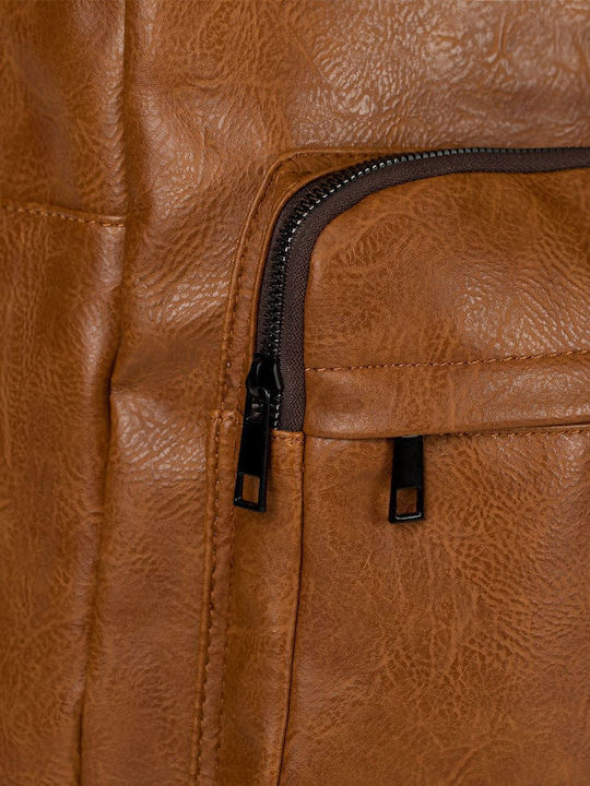 Pu Backpack Exclusive Model Brown Color Laptop Compartment Dimensions 30x13x46cm