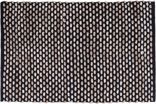 Set Badematten Synthetisch,Polyester/Cotton/Leather Toilette Black-beige 2Stück