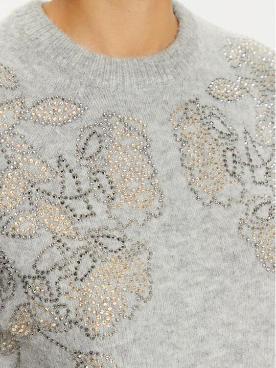 Damen Langarm Pullover Wolle Gray