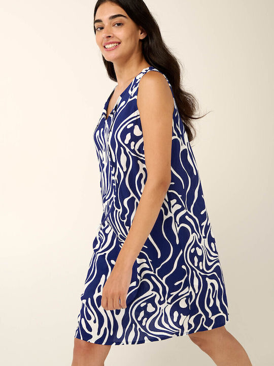 Sommer Mini Damenkleid Blau Druck