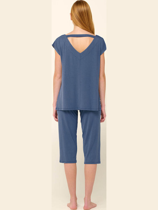 Vamp Καλοκαιρινό Γυναικείο Σετ Πιτζάμας Blue Raf