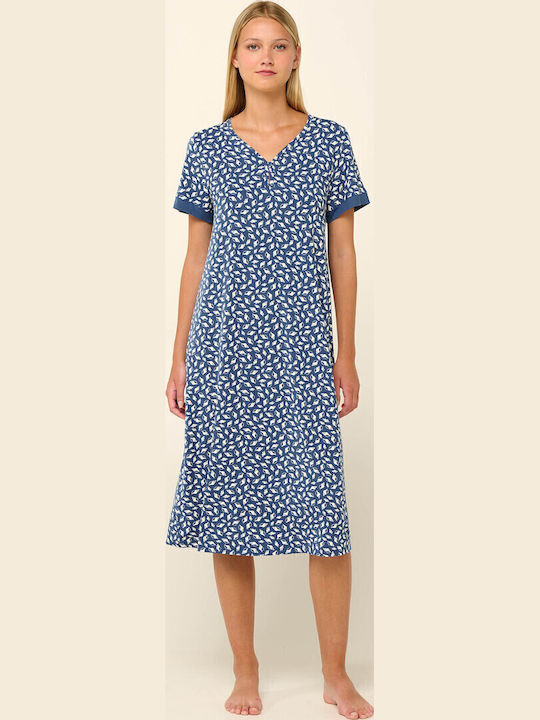 Vamp Sommer Damen Nachthemd Blue Raf