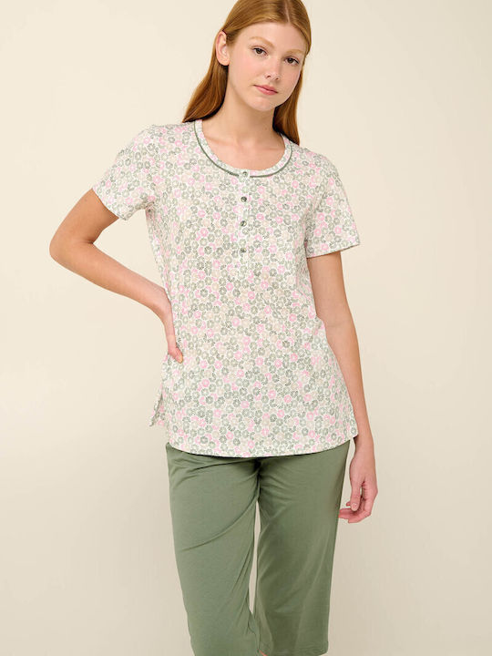 Vamp Sommer Damen Pyjama-Set Green Oil