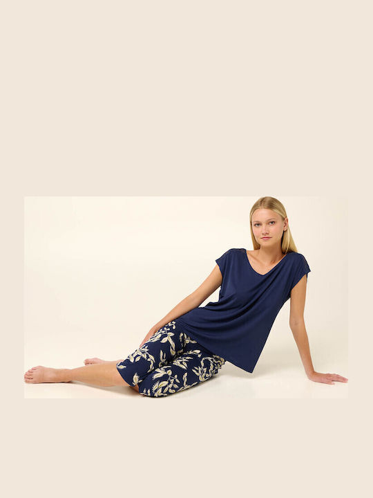 Vamp Sommer Damen Pyjama-Set Blue Cavern