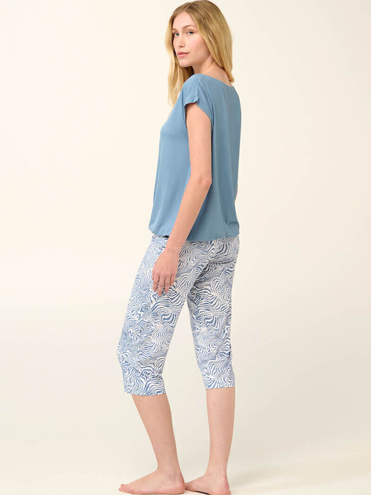 Vamp Sommer Damen Pyjama-Set Blue Serene