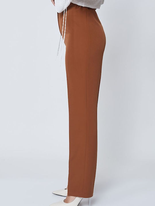 Damen Stoff Hose Tabac Brown
