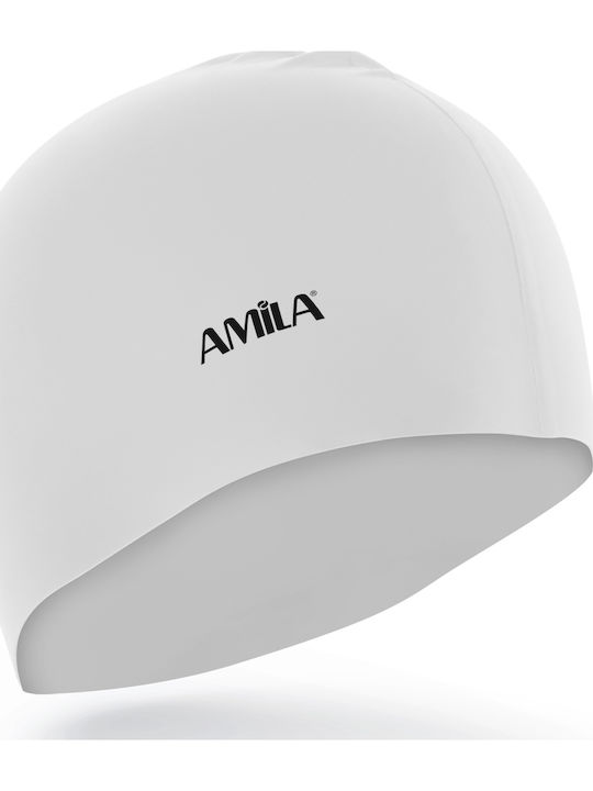 AMILA Silicone Kids Swimming Cap White