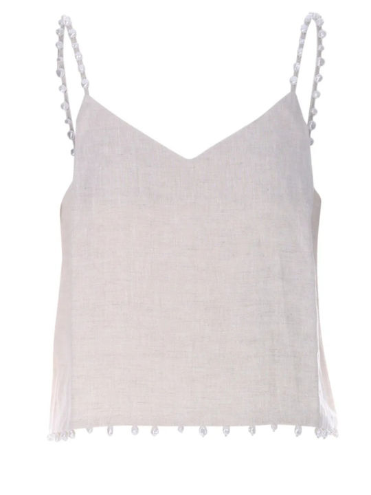 Women's Summer Blouse Linen Beige