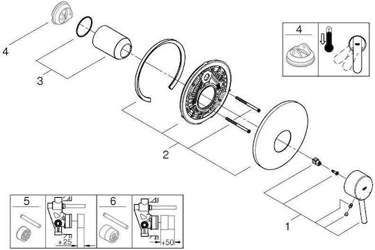 Grohe Μίκτης Μπαταρίας Εντοιχισμού για Ντουζιέρα 1 Εξόδου Ασημί