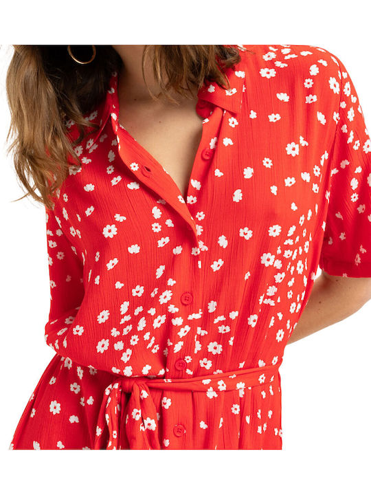 Island Escape Καλοκαιρινό Midi Φόρεμα Poppy Red