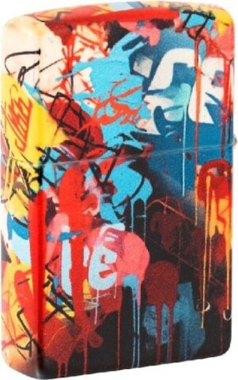 Zippo Street Art Face Feuerzeug Flamme in Rot Farbe