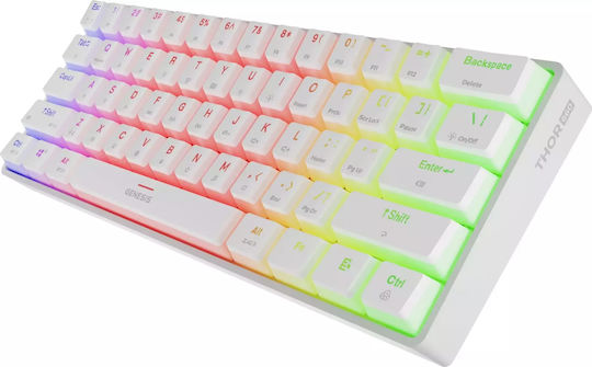 Genesis Thor 660 G2 Gaming Μηχανικό Πληκτρολόγιο 60% με Gateron Brown διακόπτες και RGB φωτισμό (Αγγλικό US) Λευκό