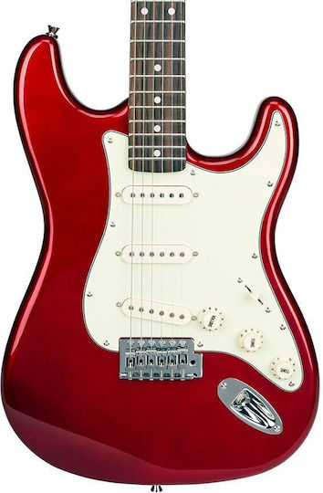 SX Guitars SST62-CAR Elektrische Gitarre mit SSS Tonabnehmerkonfiguration Rot