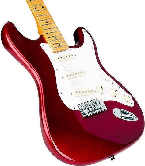 SX Guitars SST57-CAR Elektrische Gitarre mit SSS Tonabnehmer-Anordnung Rote mit E-Gitarren