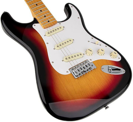SX Guitars SST 57 3TS Elektrische Gitarre mit SSS Tonabnehmerkonfiguration Braun mit Tasche